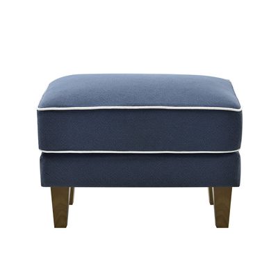 Bondi Hamptons Ottoman Navy W/White Piping