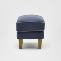 Bondi Hamptons Ottoman Navy W/White Piping