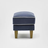 Bondi Hamptons Ottoman Navy W/White Piping