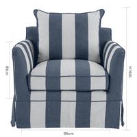 Slip Cover Only - Noosa Hamptons Armchair Denim/Cream Stripe