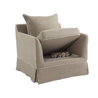 Slip Cover Only - Noosa Hamptons Armchair Natural W/White Piping