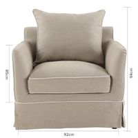 Slip Cover Only - Noosa Hamptons Armchair Natural W/White Piping