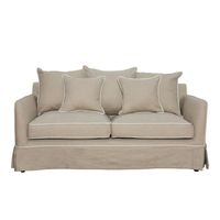 Slip Cover Only - Noosa Hamptons 2 Seat Sofa Natural W/White Piping