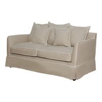 Slip Cover Only - Noosa Hamptons 2 Seat Sofa Natural W/White Piping