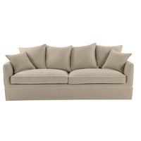 Slip Cover Only - Noosa Hamptons 3 Seat Sofa Natural W/White Piping