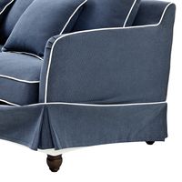 Slip Cover Only - Noosa Hamptons 1.5 Seat Sofa Navy W/White Piping