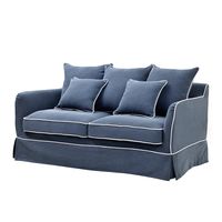 Slip Cover Only - Noosa Hamptons 1.5 Seat Sofa Navy W/White Piping