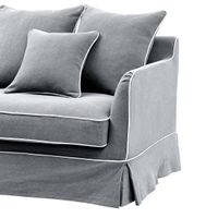 Slip Cover Only - Noosa Hamptons 3 Seat Sofa Grey W/White Piping
