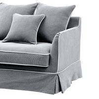 Slip Cover Only - Noosa Hamptons 3 Seat Sofa Grey W/White Piping