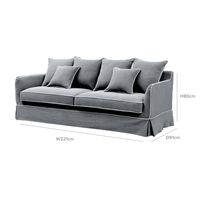 Slip Cover Only - Noosa Hamptons 3 Seat Sofa Grey W/White Piping