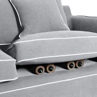 Slip Cover Only - Noosa Hamptons 1.5 Seat Sofa Grey W/White Piping