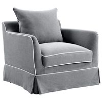 Slip Cover Only - Noosa Hamptons Armchair Grey W/White Piping