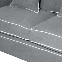 Slip Cover Only - Noosa Hamptons 2 Seat Sofa Grey W/White Piping