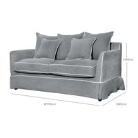 Slip Cover Only - Noosa Hamptons 2 Seat Sofa Grey W/White Piping