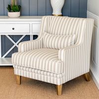 Bondi Hamptons Armchair Natural Stripe W/White Piping