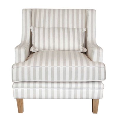 Bondi Hamptons Armchair Natural Stripe W/White Piping