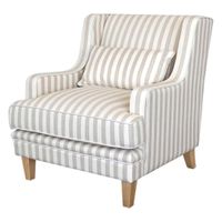 Bondi Hamptons Armchair Natural Stripe W/White Piping