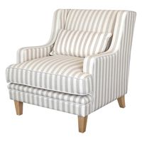 Bondi Hamptons Armchair Natural Stripe W/White Piping