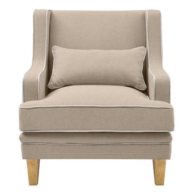 Bondi Hamptons Armchair Natural W/White Piping