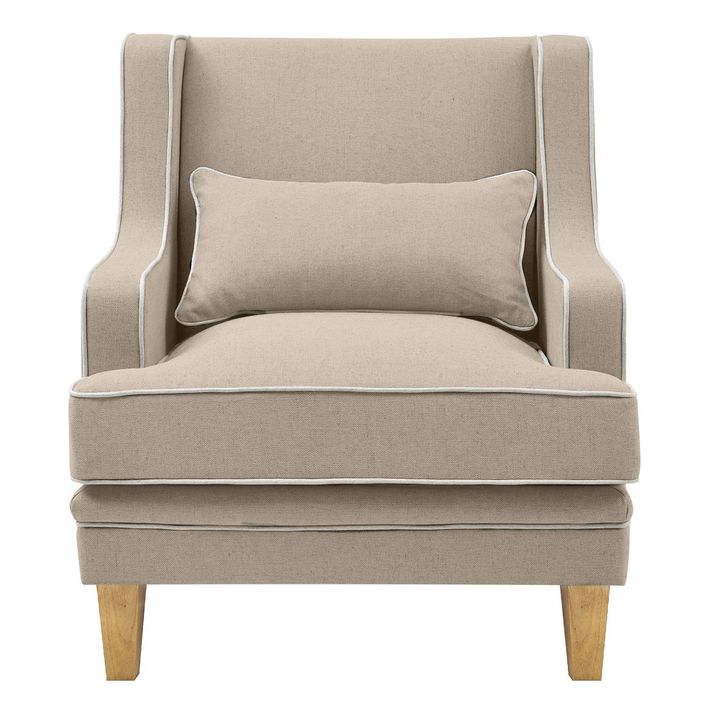 Bondi Hamptons Armchair Natural W/White Piping