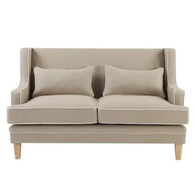 Bondi Hamptons 2 Seat Sofa Natural W/White Piping