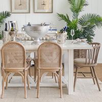 Round Curved Strip Back Elm Wood Dining Chair Natural