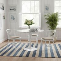 Round Curved Strip Back Elm Wood Dining Chair White