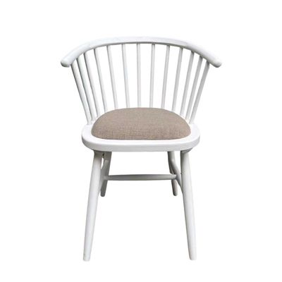 Round Curved Strip Back Elm Wood Dining Chair White