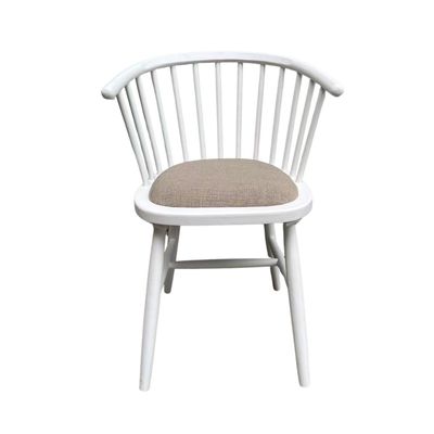 Round Curved Strip Back Elm Wood Dining Chair White