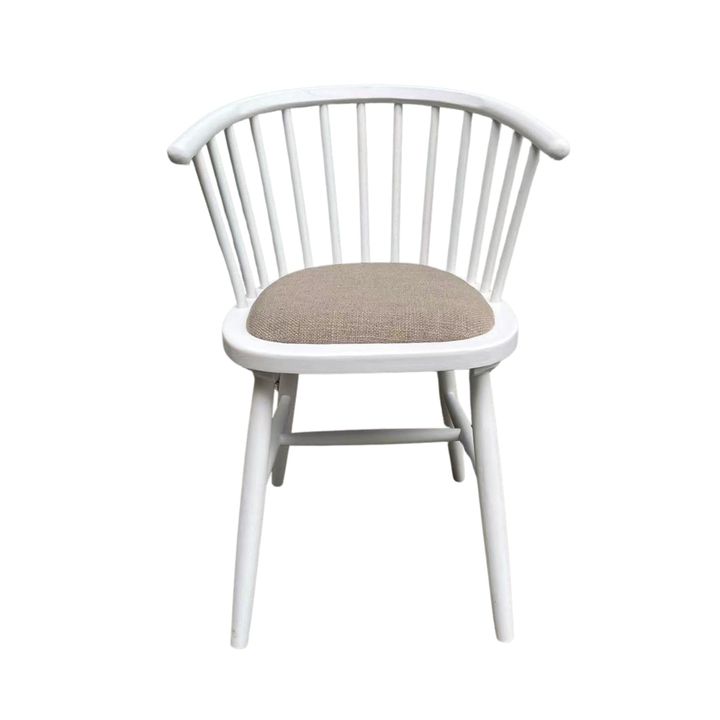 Noah Round Curved Strip Back Dining Chair White