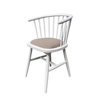 Round Curved Strip Back Elm Wood Dining Chair White