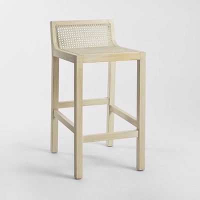 Amalfi Elm Wood and Rattan Barstool Natural