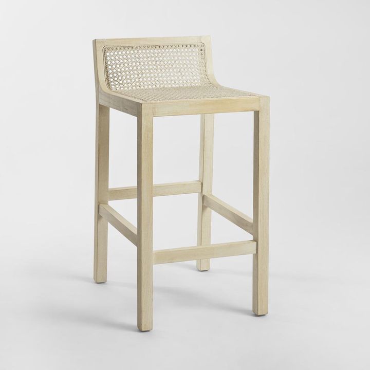 Amalfi Elm Wood and Rattan Bar stool Natural