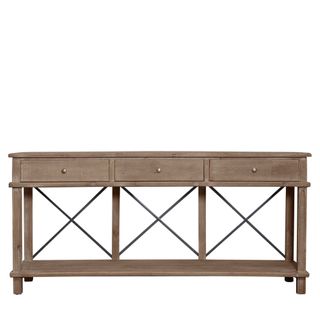 Timber 3 Drawer Console Wth Metal Cross