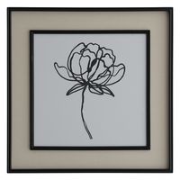 Sketched Flowers In Black Frame With Linen Insert Set 2