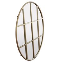 Amelia Gold Rimmed Round Paned Mirror D120cm