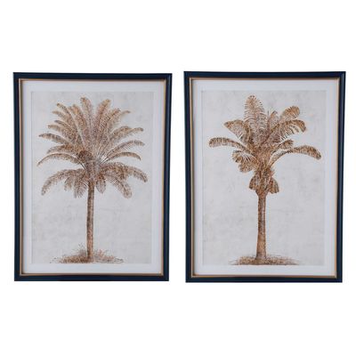 Luxe Golden Palms In Navy Frame With Gold Set 2