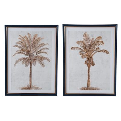 Luxe Golden Palms In Navy Frame With Gold Set 2