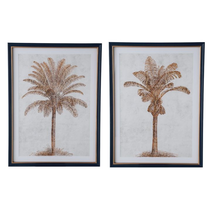 Luxe Golden Palms In Navy Frame With Gold Set 2