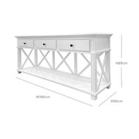 Sorrento 3 Drawer 190 cm Hamptons Console White