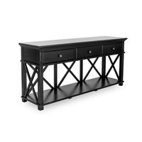 Sorrento 3 Drawer Hamptons 190cm Console Black