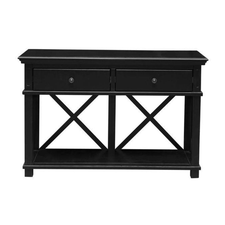 Sorrento Hamptons 130cm 2 Drawer Console Black