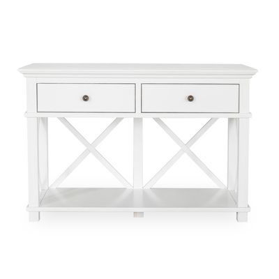 Sorrento Hamptons 130cm 2 Drawer Console White