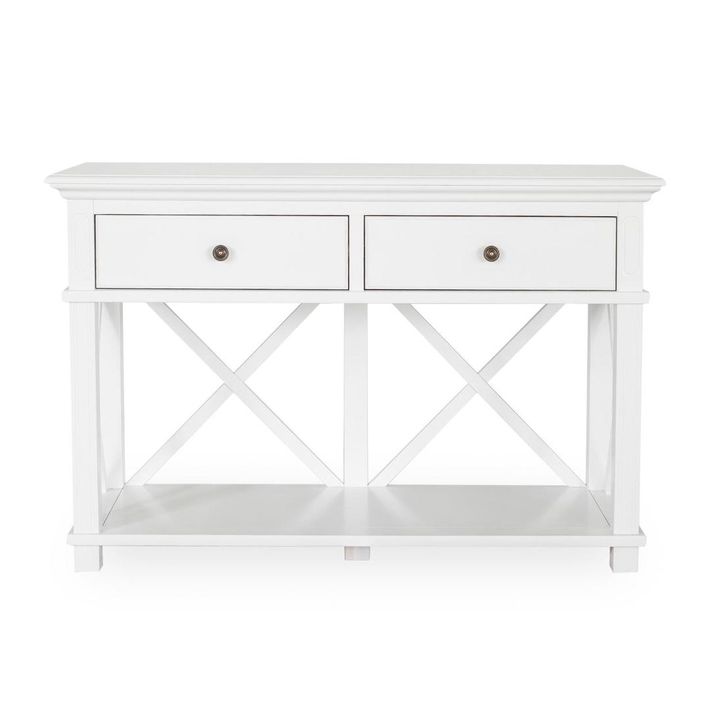 Sorrento Hamptons 130cm 2 Drawer Console White