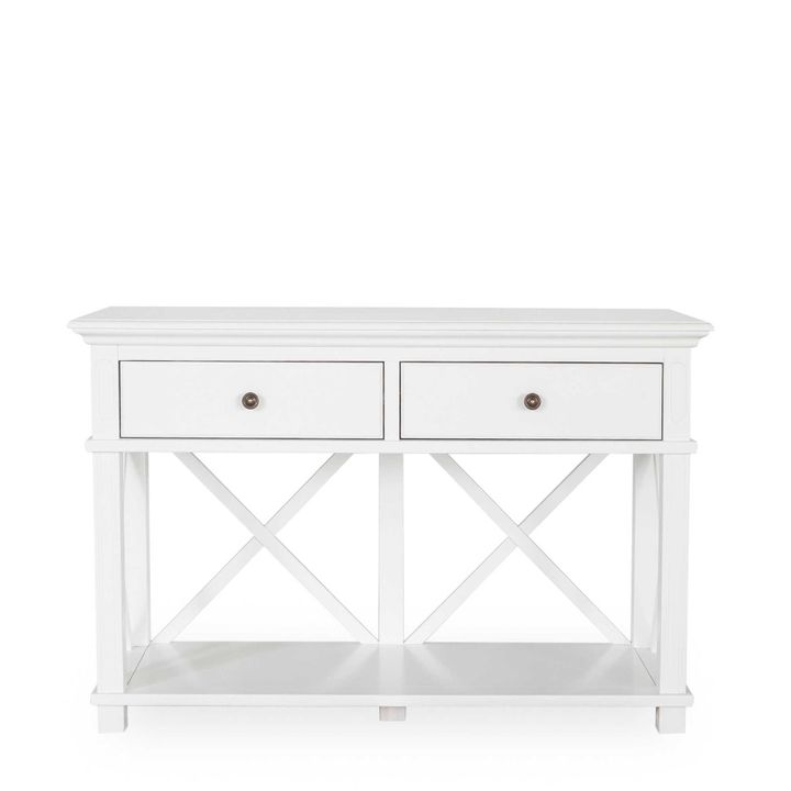 Sorrento Hamptons 130cm 2 Drawer Console White