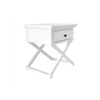 Sorrento Cross Leg Hamptons BedSide Table W/Drawer White