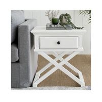 Sorrento Cross Leg Hamptons BedSide Table W/Drawer White