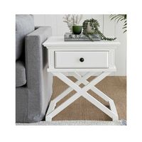 Sorrento Cross Leg Hamptons Side Table W/Drawer White