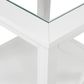 Sorrento Hamptons Square Side Table W/ Glass Top White