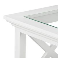 Sorrento Hamptons Square Side Table W/ Glass Top White